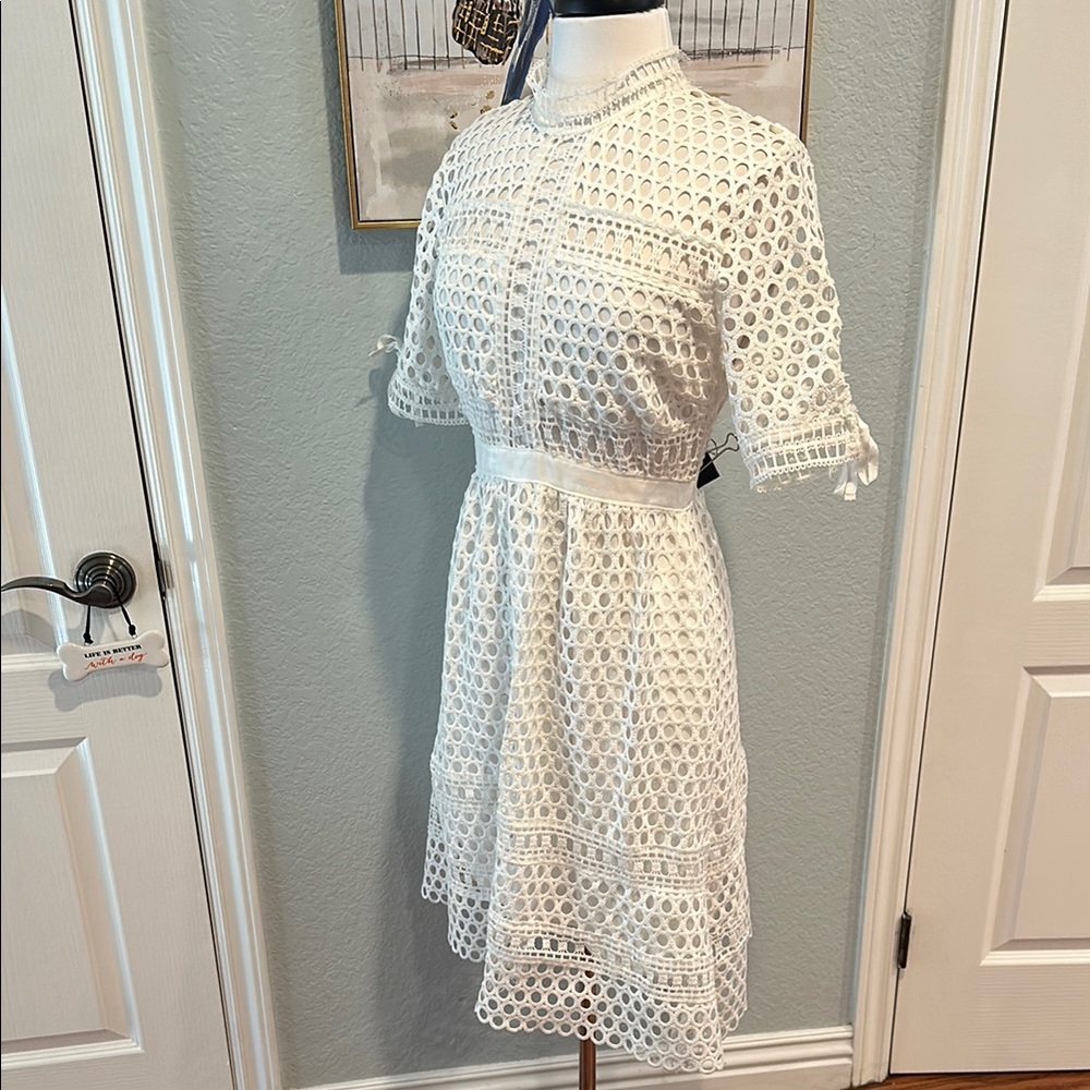 Simply Couture Sz Large (Juniors) White A-Line Lace Midi Dress • NWT! - Picture 6 of 12